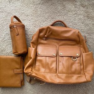 Faux Leather backpack diaper bag